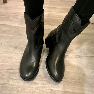 Frye Cara Rope Black Leather Casual Short Boots